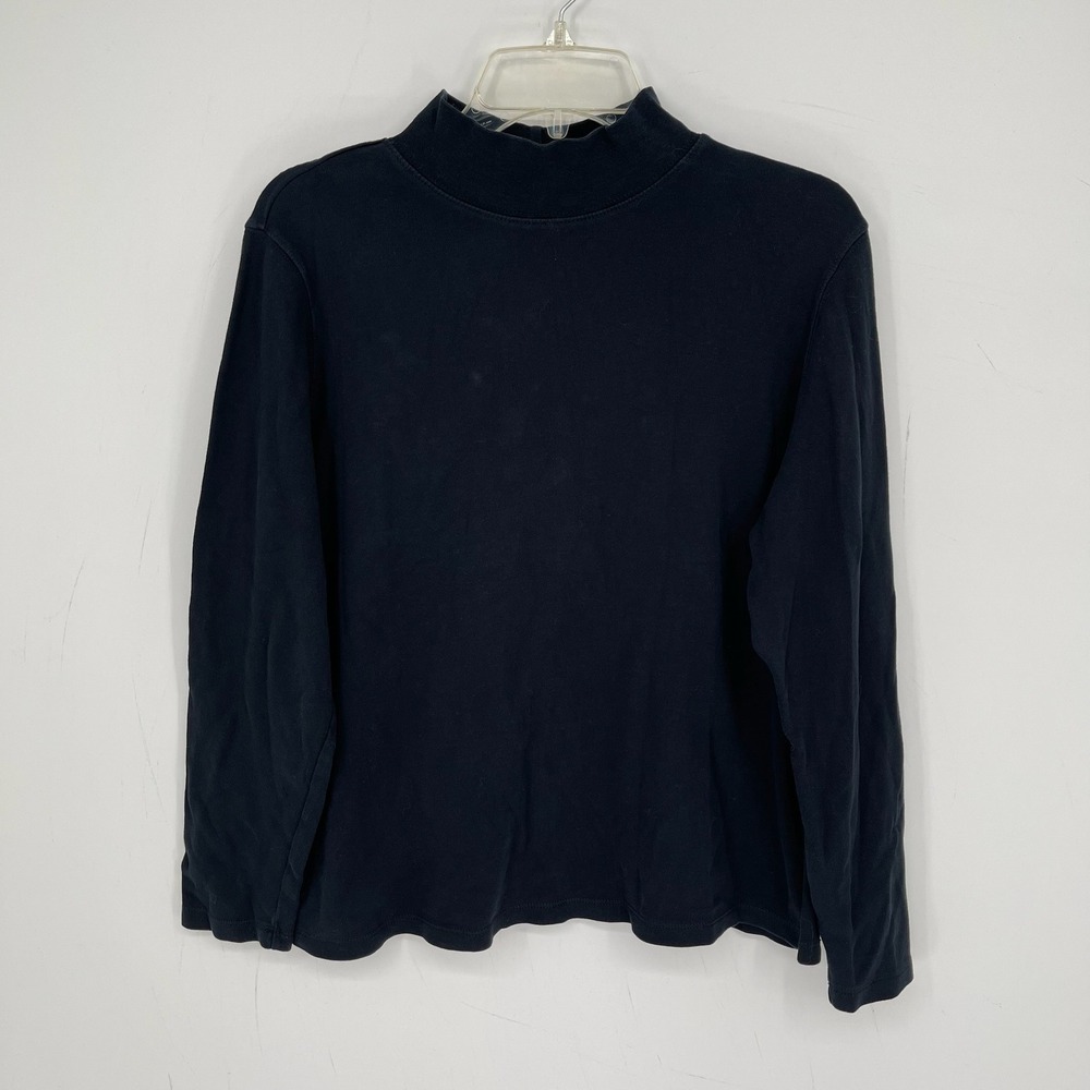 St John's Bay Women's Black Mock Neck Stretch Long Sleeve Top Plus Size 1X